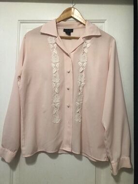 Vintage David Matthew Long Sleeve Collared Button Front Secretary Blouse Size 8